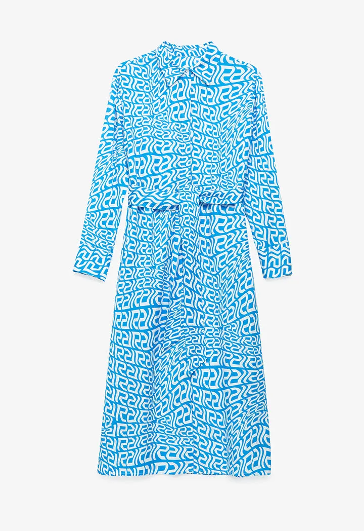 All Over Monogram Wavy Patterned Shirt Dress