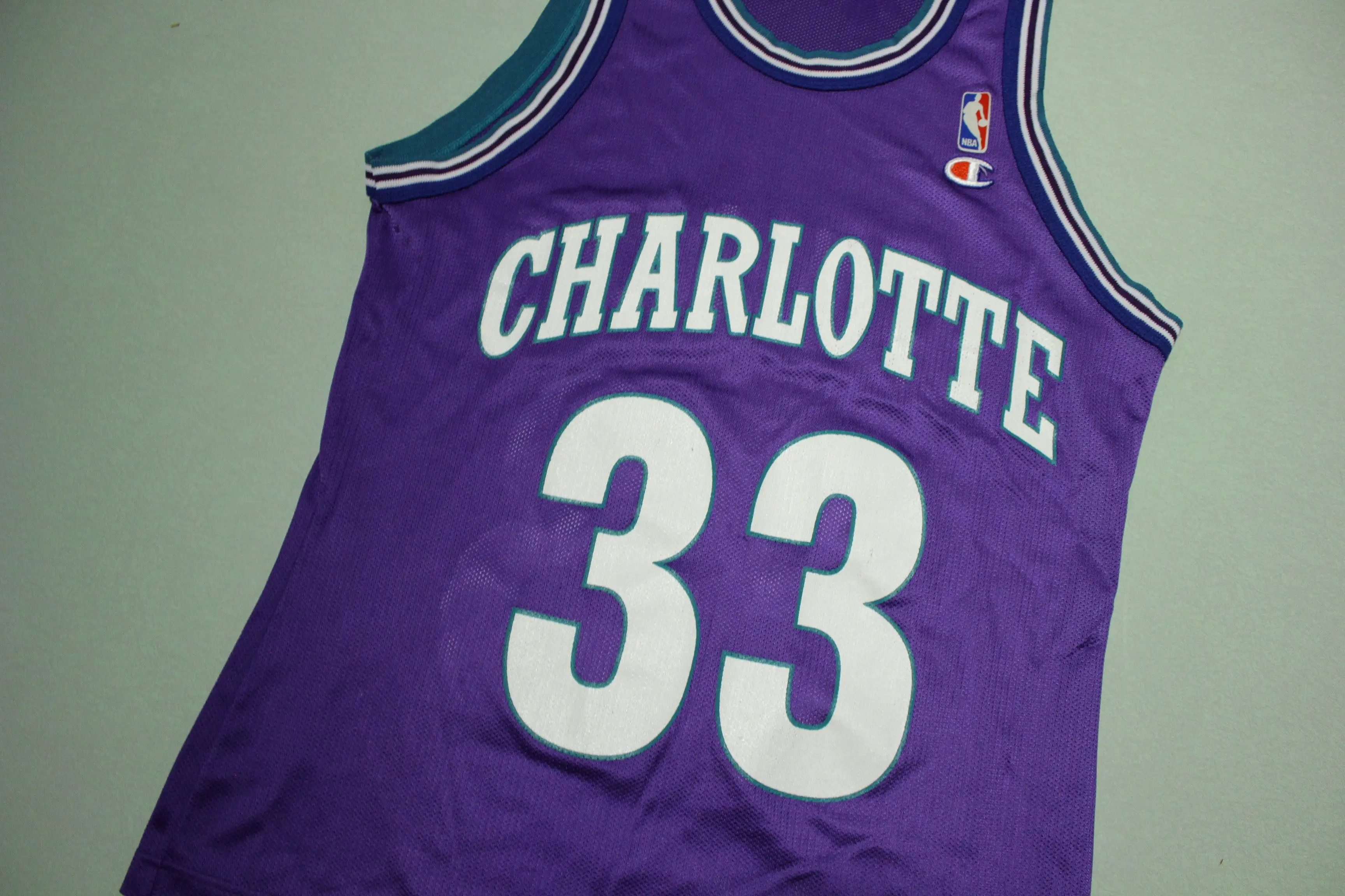 Alonzo Mourning Vintage 90's Charlotte Hornets Champion Made in USA NBA Jersey