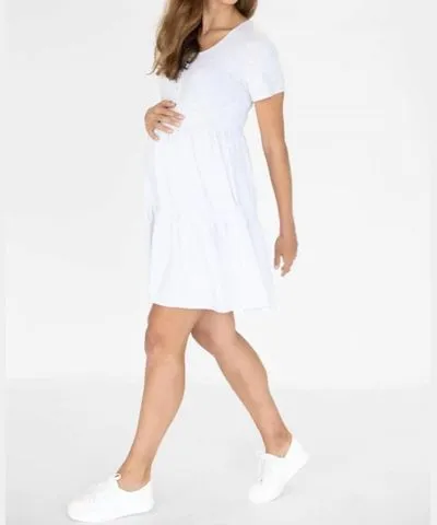 angel maternity Jersey Nursing Dress In Light Gray