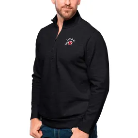 Antigua Utah Utes Heather Black Gambit Quarter-Zip Pullover Top