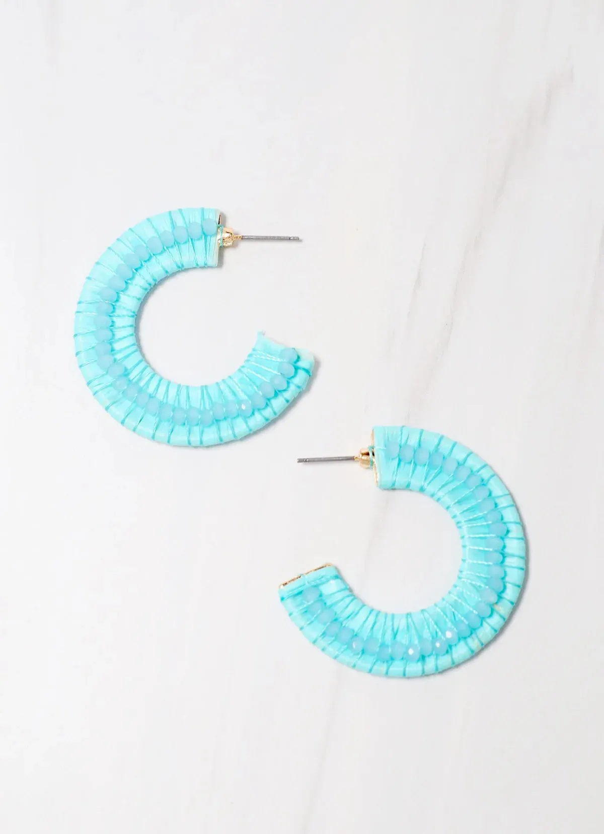 Atkinson Wrapped Hoop Earrings - (aqua or hot pink)