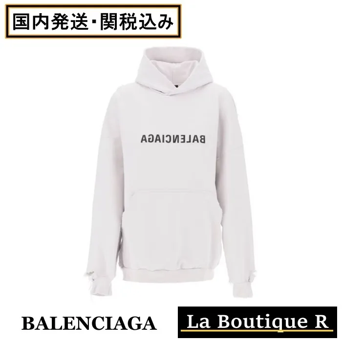 BALENCIAGA  |Sweat Long Sleeves Plain Cotton Logo Hoodies & Sweatshirts