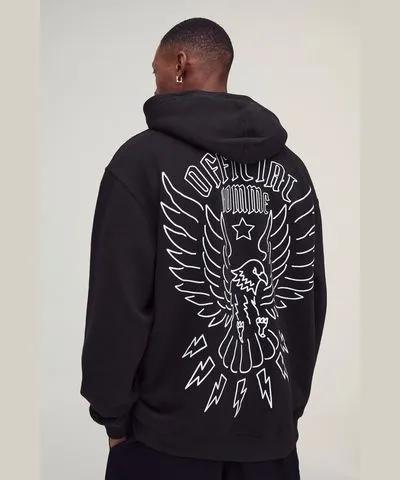 boohoo Mens Oversized Official Eagle Line Drawn Graphic Hoodie