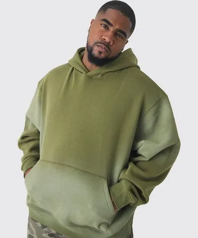 boohooMAN Mens Plus Oversized Boxy Spray Wash Hoodie