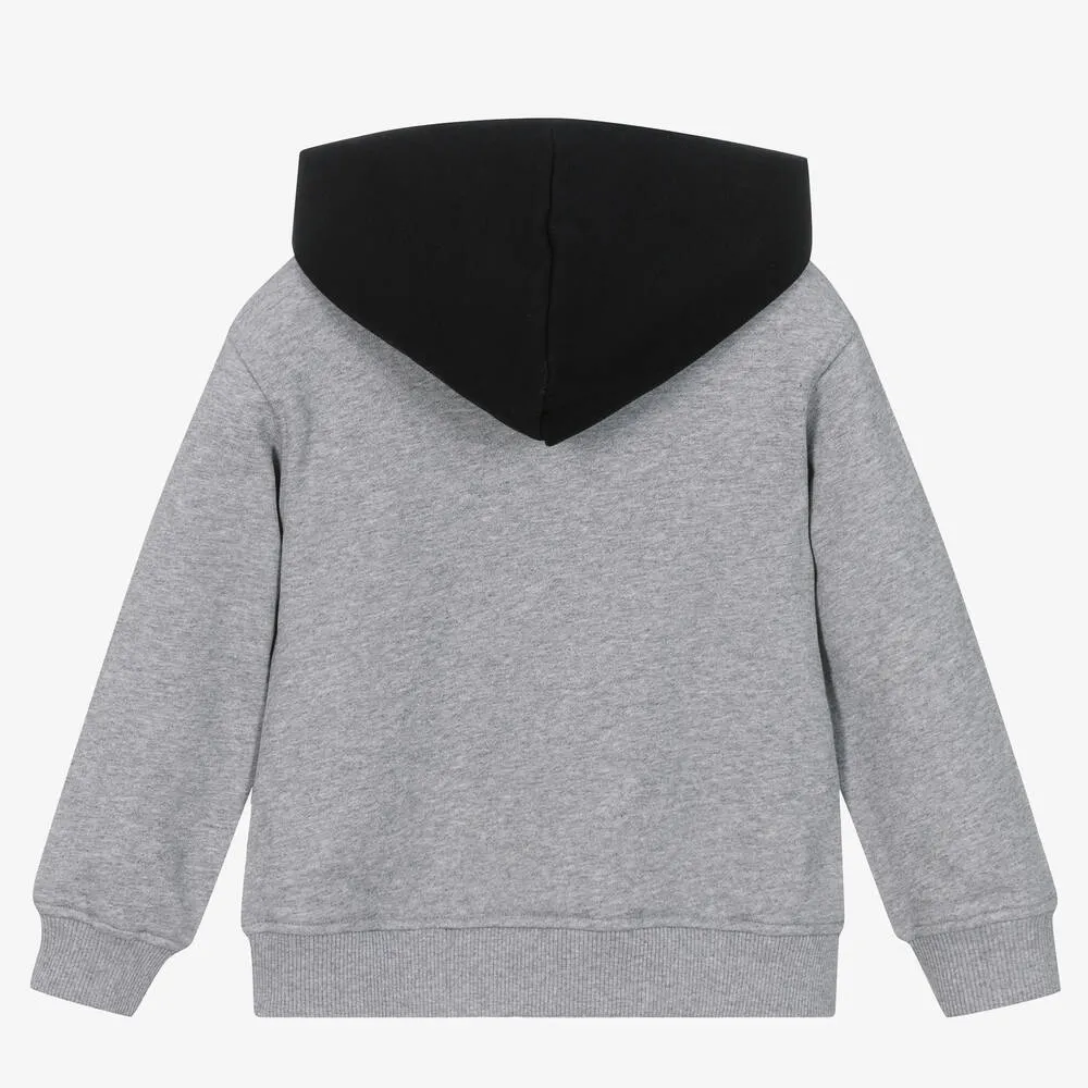 Boys Grey Teddy Bear Logo Hoodie