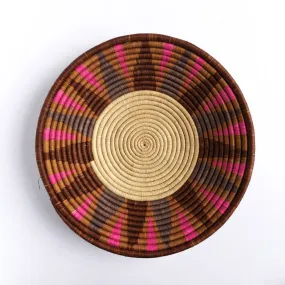 Brown, Hot Pink and Grey Triangles Basket from Rwanda