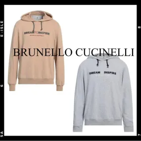 BRUNELLO CUCINELLI  |Long Sleeves Plain Cotton Logo Hoodies