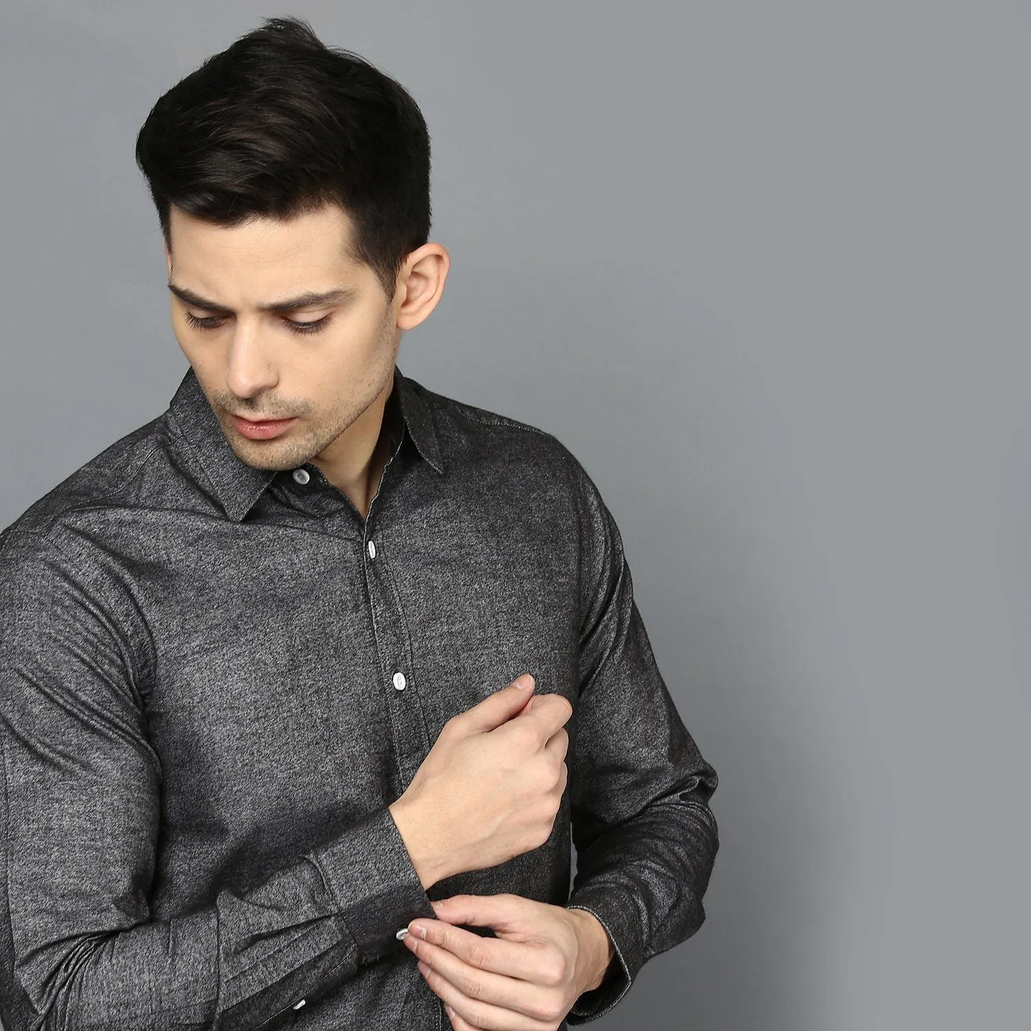 Brushed Cotton Charcoal Grey Shirt