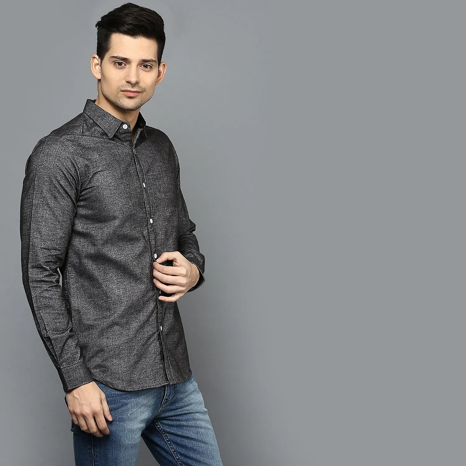 Brushed Cotton Charcoal Grey Shirt