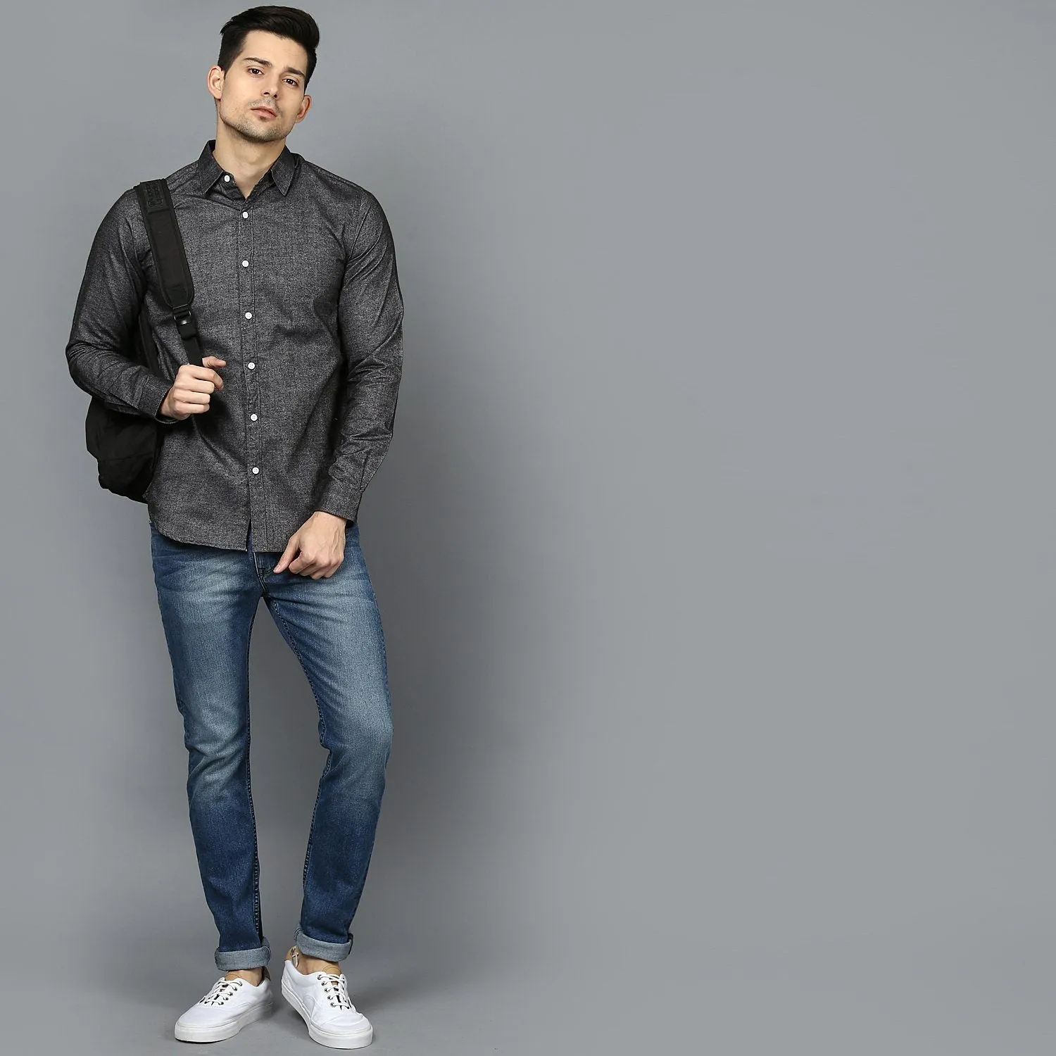 Brushed Cotton Charcoal Grey Shirt