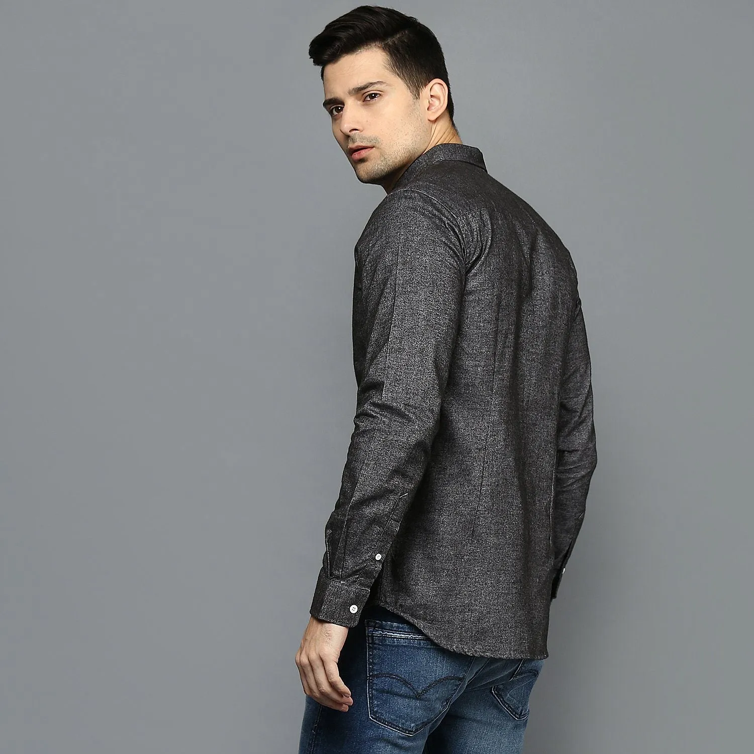 Brushed Cotton Charcoal Grey Shirt