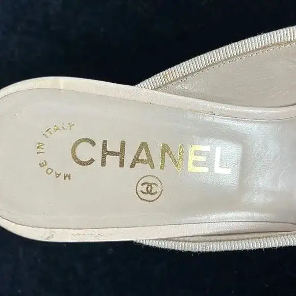 Chanel Cream Cap Toe Mules