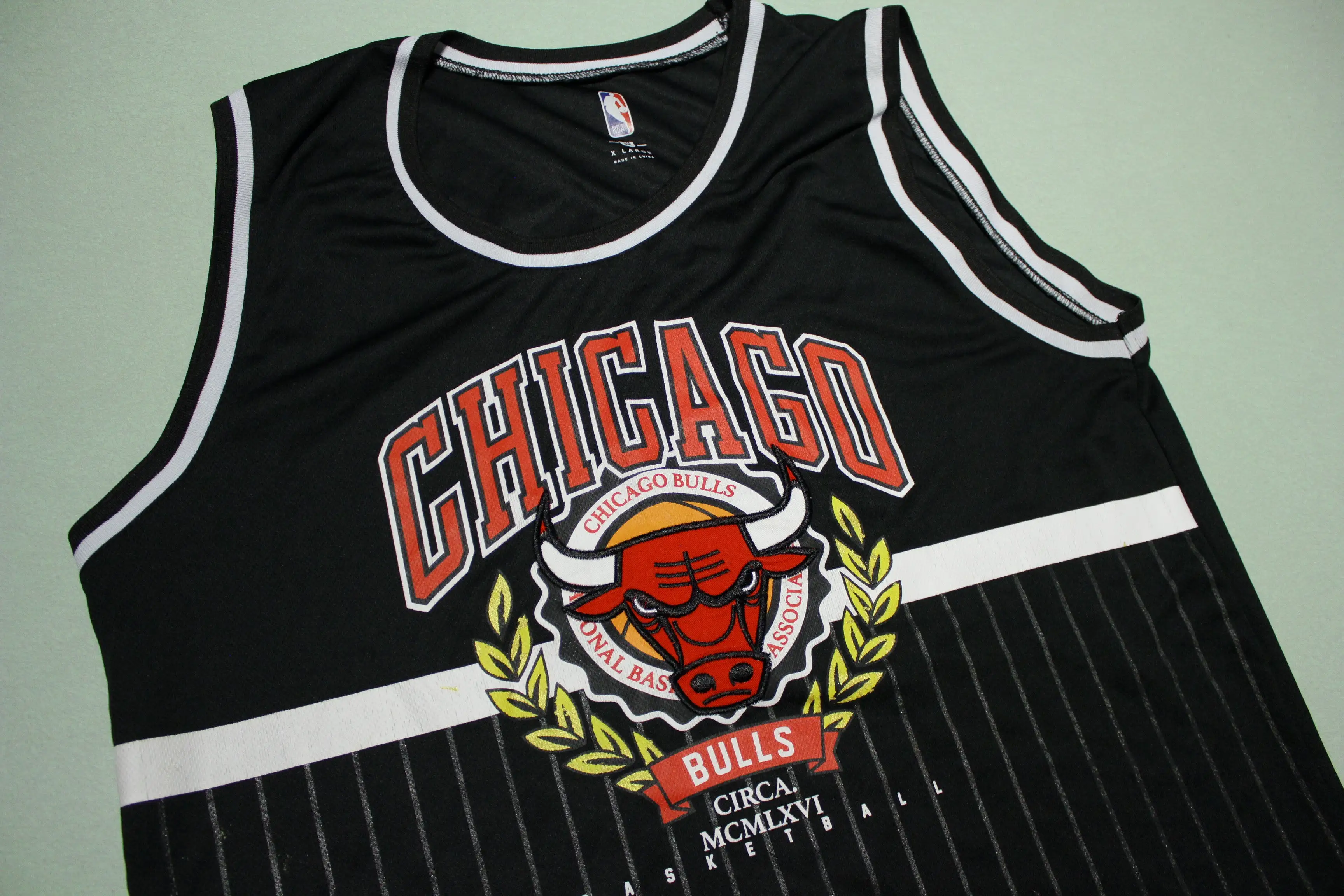 Chicago Bulls Circa MCMLXVI Pinstriped Basketball Embroidered Jersey