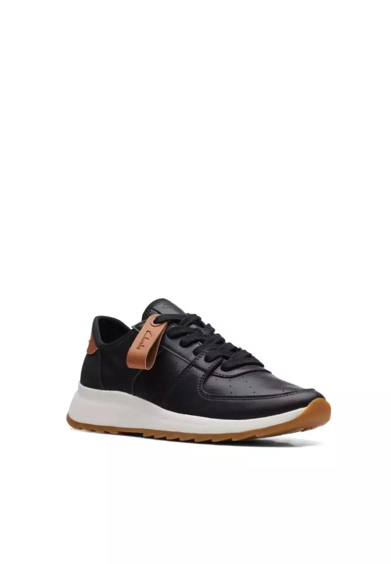 Clarks Clarks DashLite Run Black Leather Womens Sport