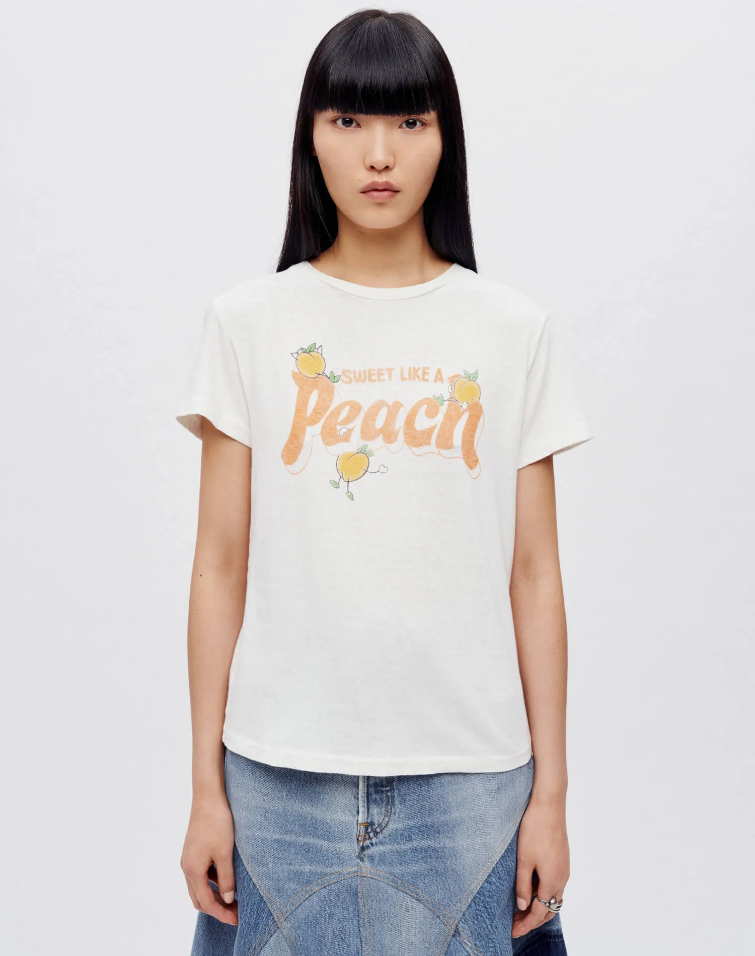 Classic Peach Tee - Vintage White