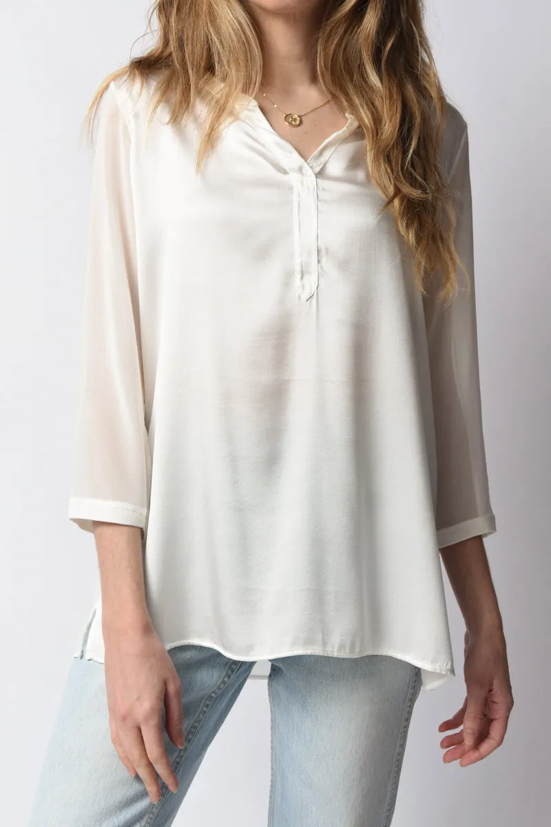 Cotton Silk Shirt in Chalk