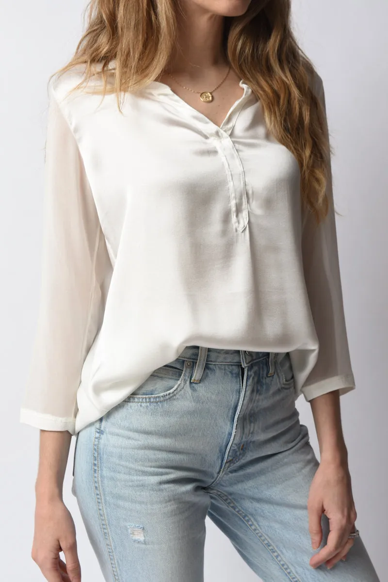 Cotton Silk Shirt in Chalk