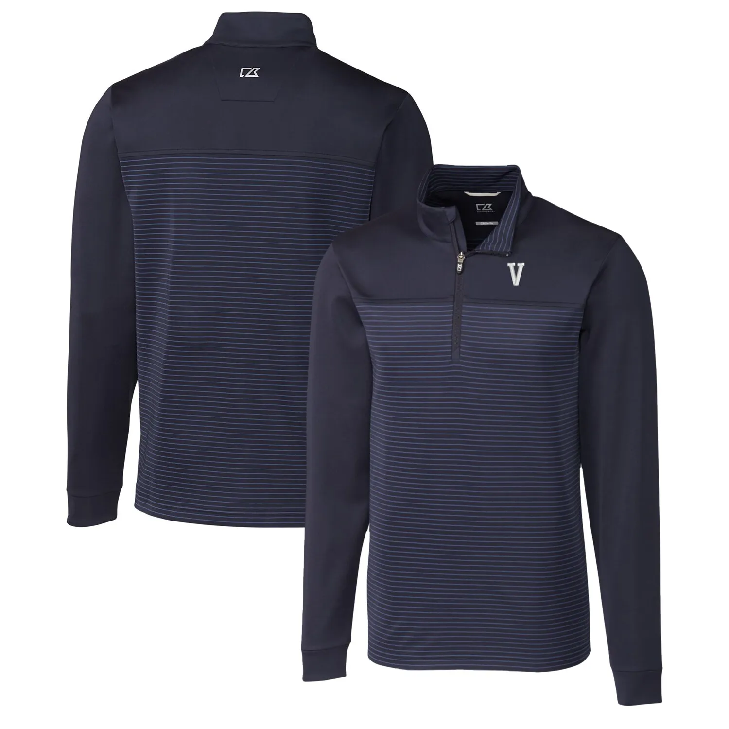 Cutter & Buck Villanova Wildcats Navy Traverse Stripe Quarter-Zip Pullover Top