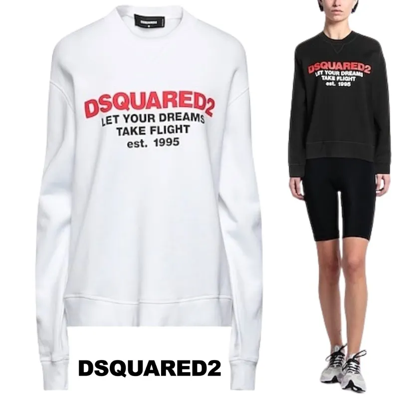 D SQUARED2  |Long Sleeves Cotton Logo Hoodies & Sweatshirts