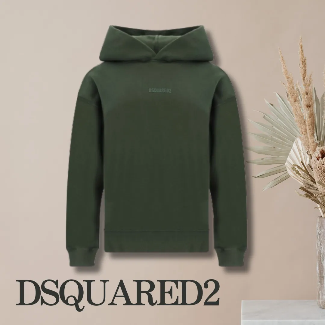 D SQUARED2  |Monogram Long Sleeves Cotton Luxury Hoodies