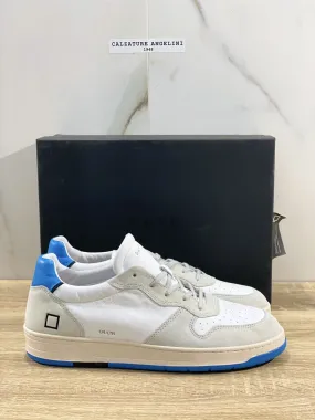 D.A.T.E Court Uomo sneaker Pelle White Blu Casual Shoes 44