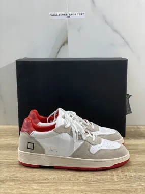 D.A.T.E Court Uomo sneaker Pelle White Red Casual Shoes 40