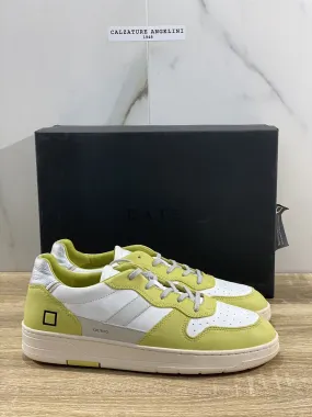 D.A.T.E Court Uomo sneaker Pelle White Yellow Casual Shoes 43