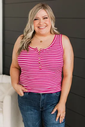 Favorite Tune Striped Tank Top- Hot Pink