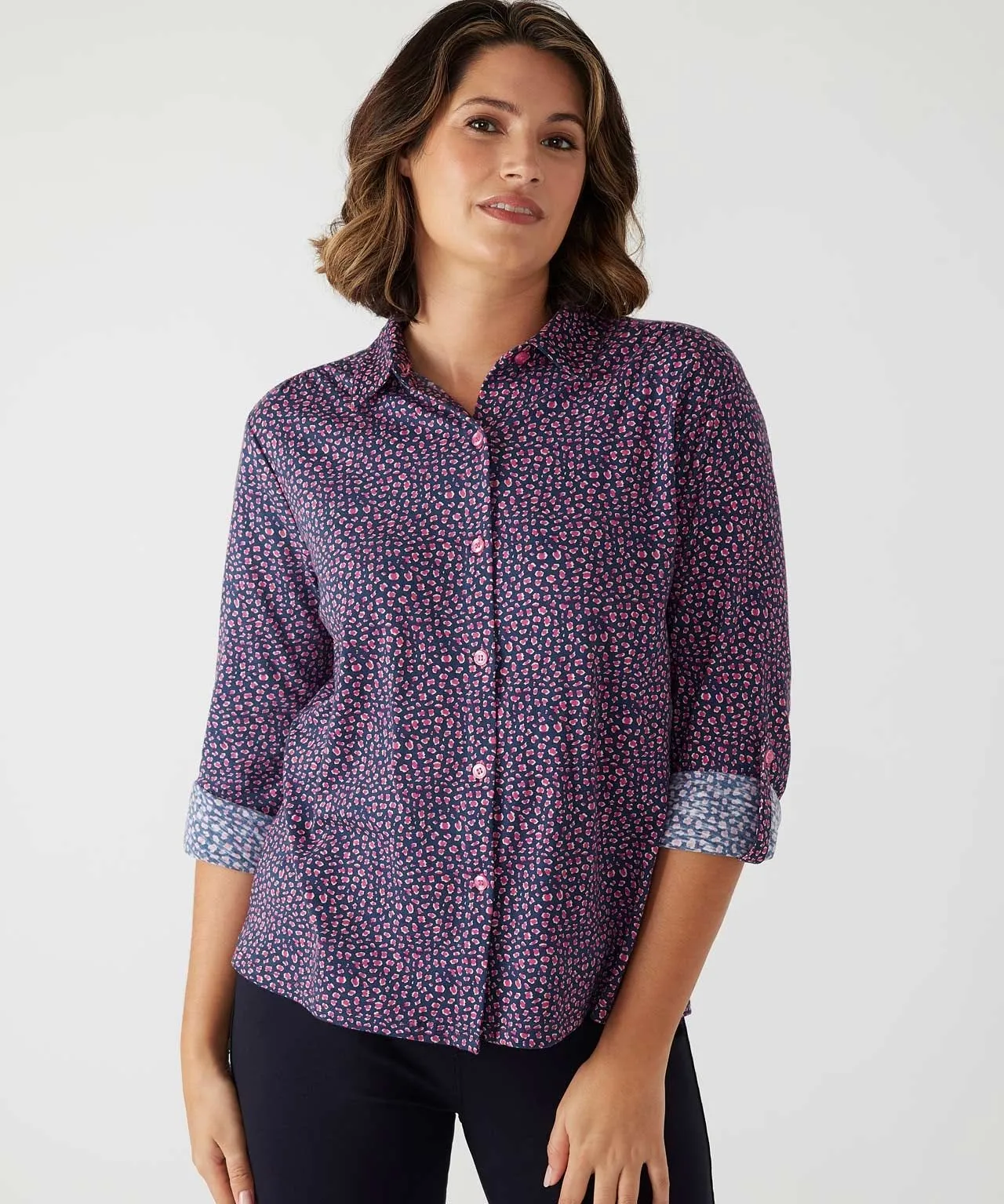 First Avenue Ditsy Leopard Print Cotton Shirt