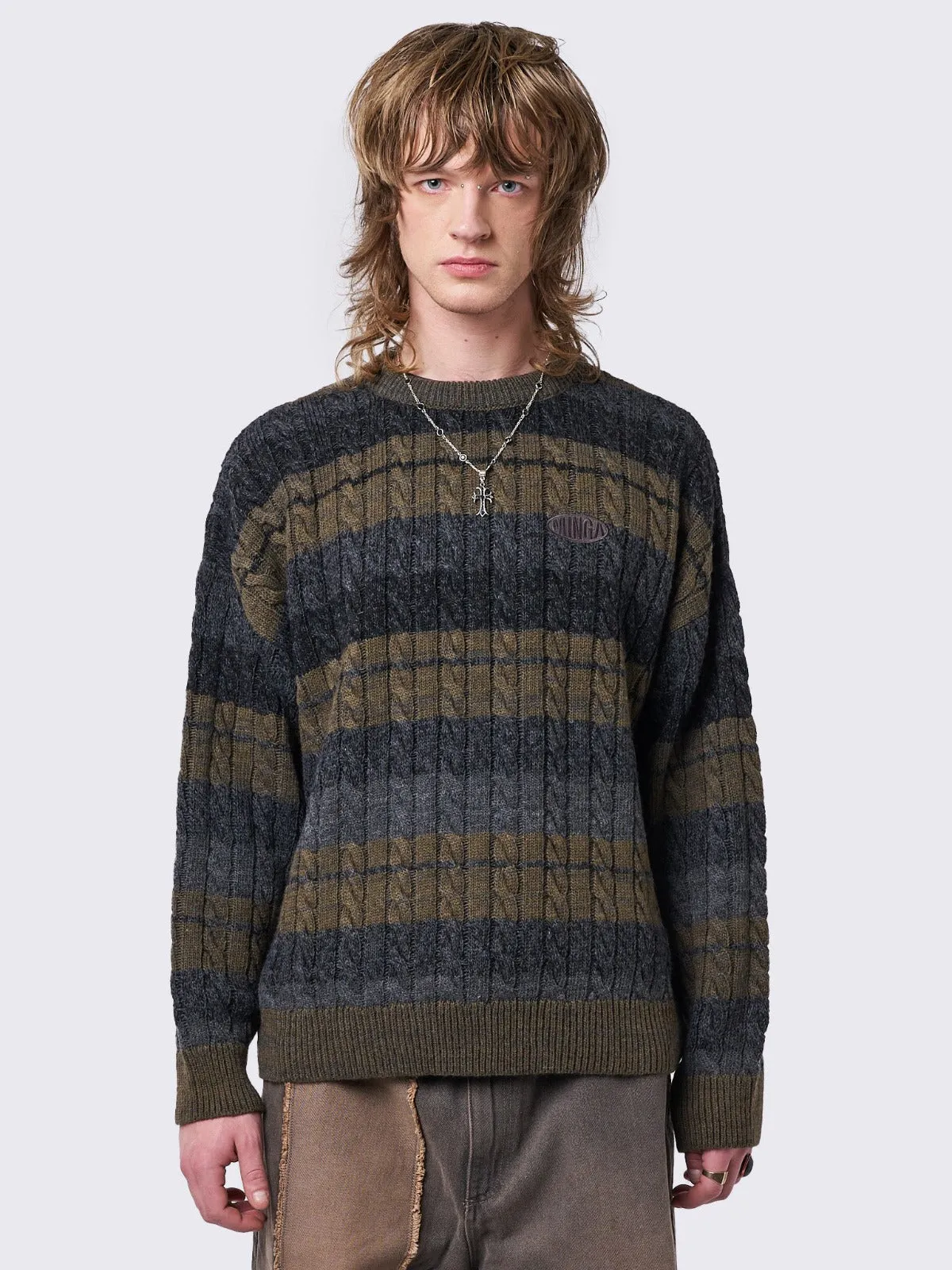 Grizel Striped Cable Knit Jumper