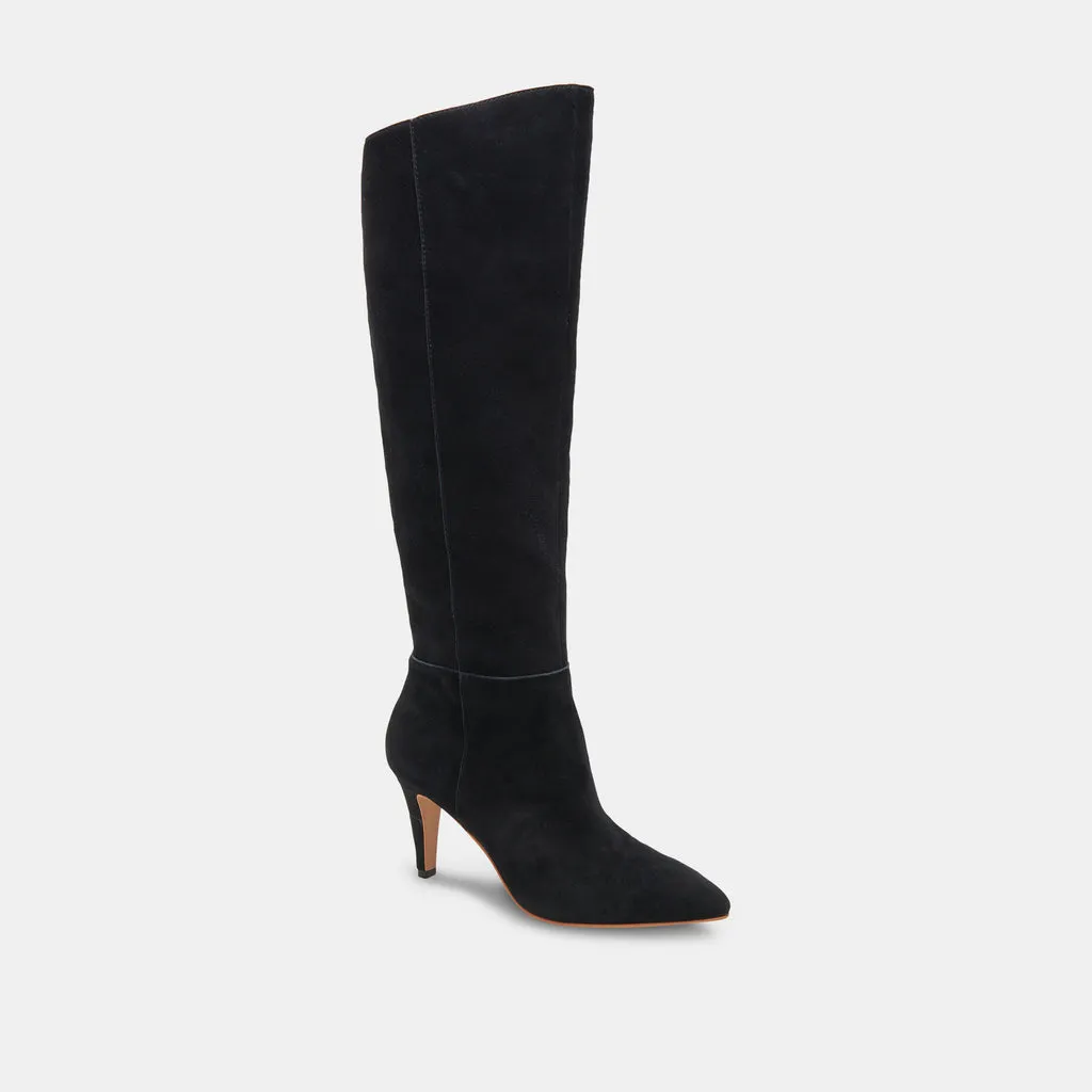 HAZE Wide Calf Boots Onyx Suede | Women's Tall Wide Calf Boots– Dolce Vita 6943098896450