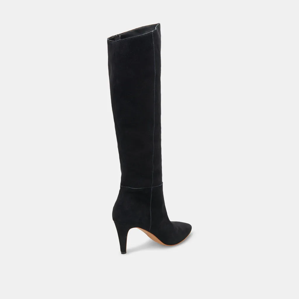 HAZE Wide Calf Boots Onyx Suede | Women's Tall Wide Calf Boots– Dolce Vita 6943098896450