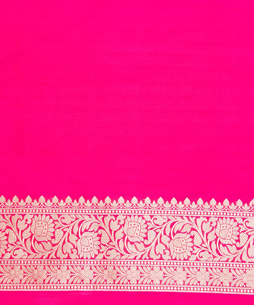 Hot Pink Handloom Pure Katan Silk Banarasi Saree with Sona Rupa Diamond Jaal