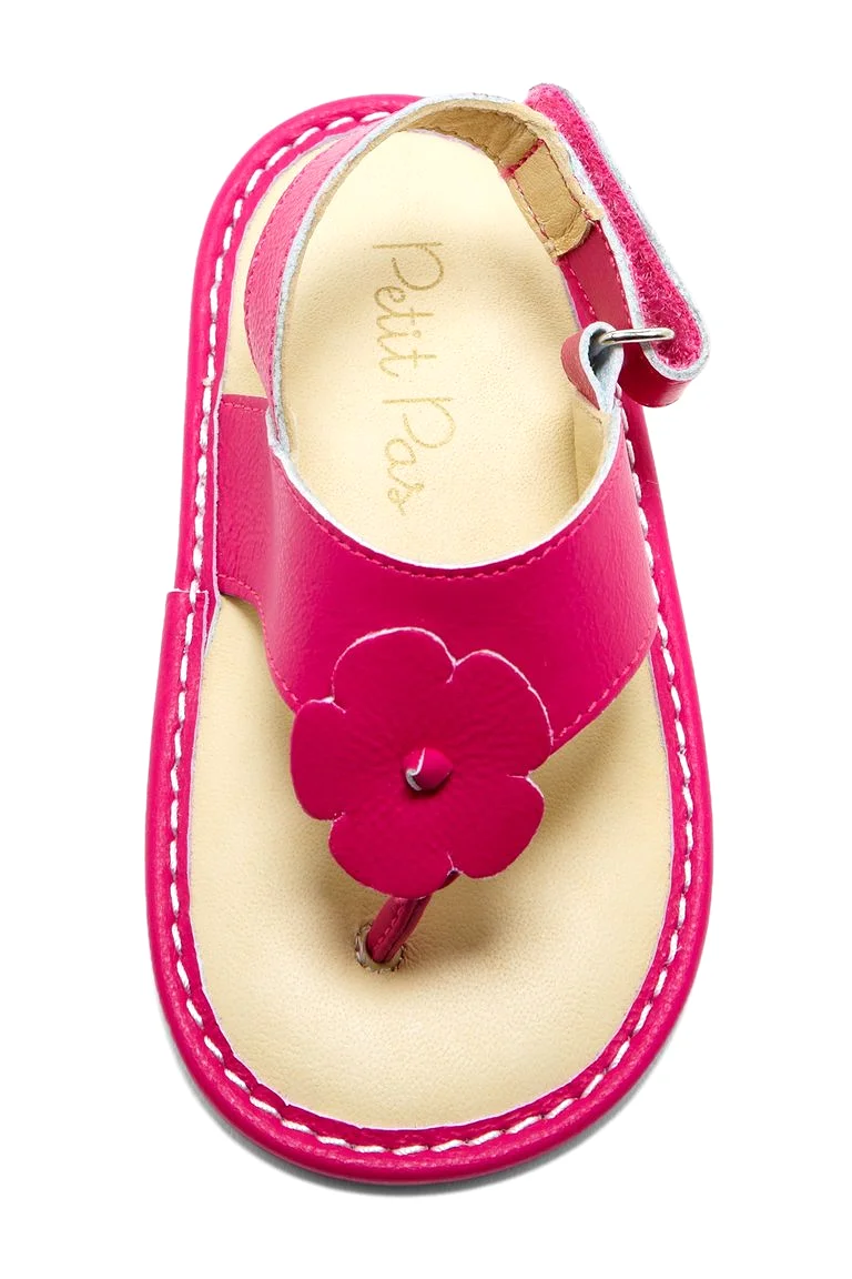 Hot Pink Hibiscus Applique Sandals