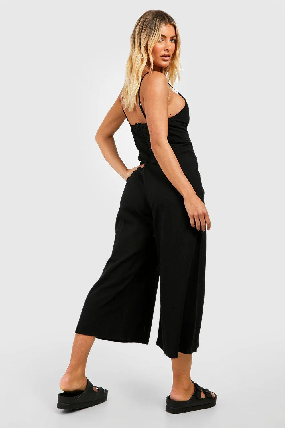 Jumpsuits | Linen Strappy Culotte Jumpsuit | boohoo