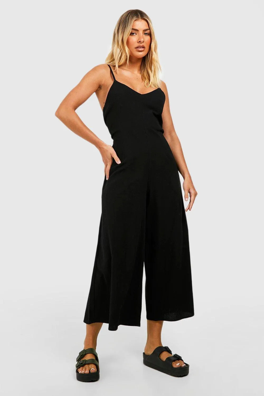 Jumpsuits | Linen Strappy Culotte Jumpsuit | boohoo