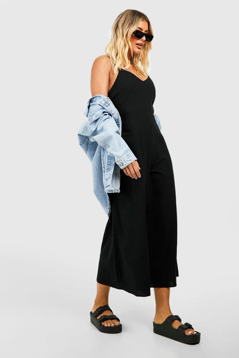 Jumpsuits | Linen Strappy Culotte Jumpsuit | boohoo