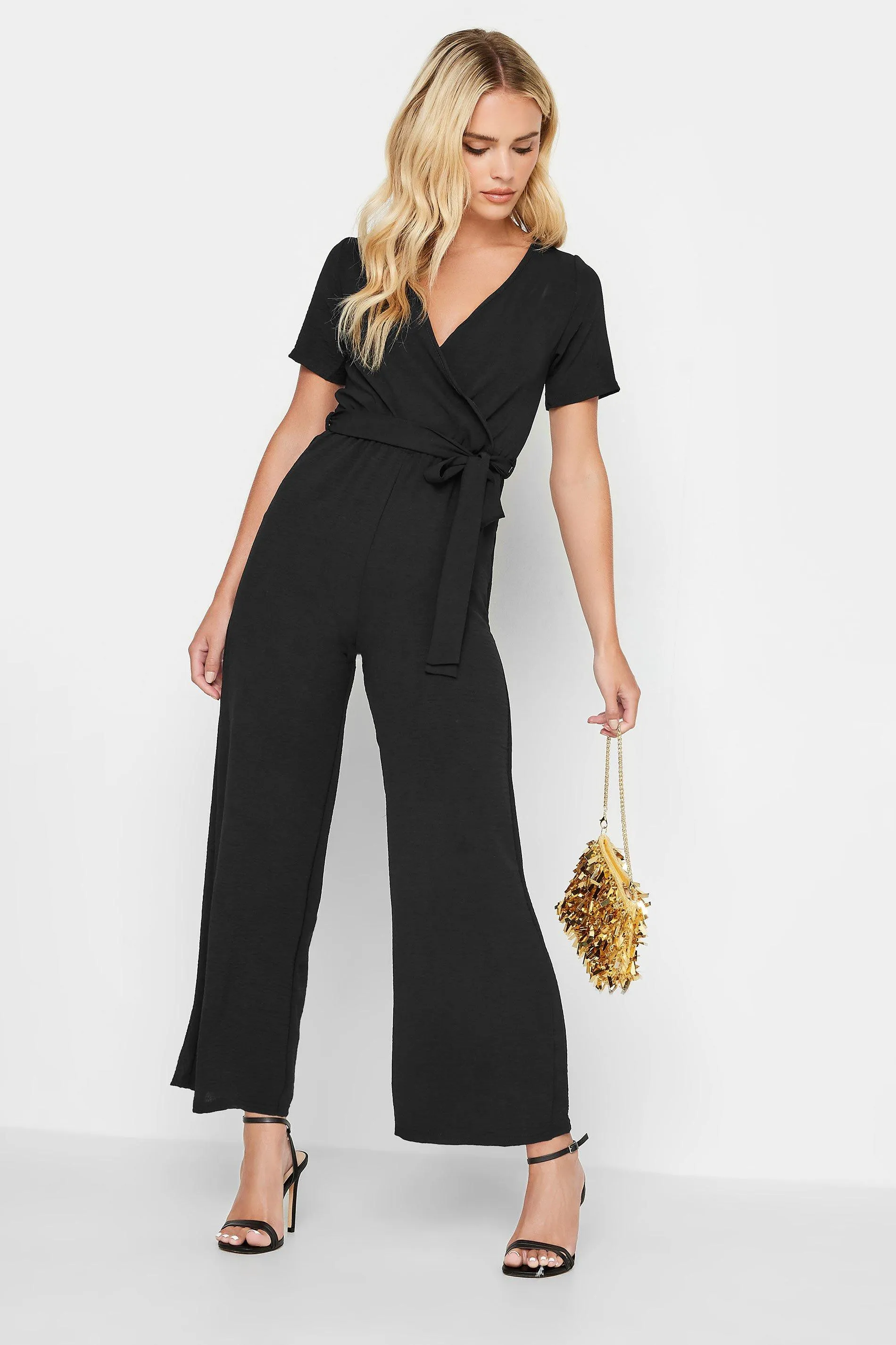 Jumpsuits | Petite V-Neck Wrap Jumpsuit | PixieGirl