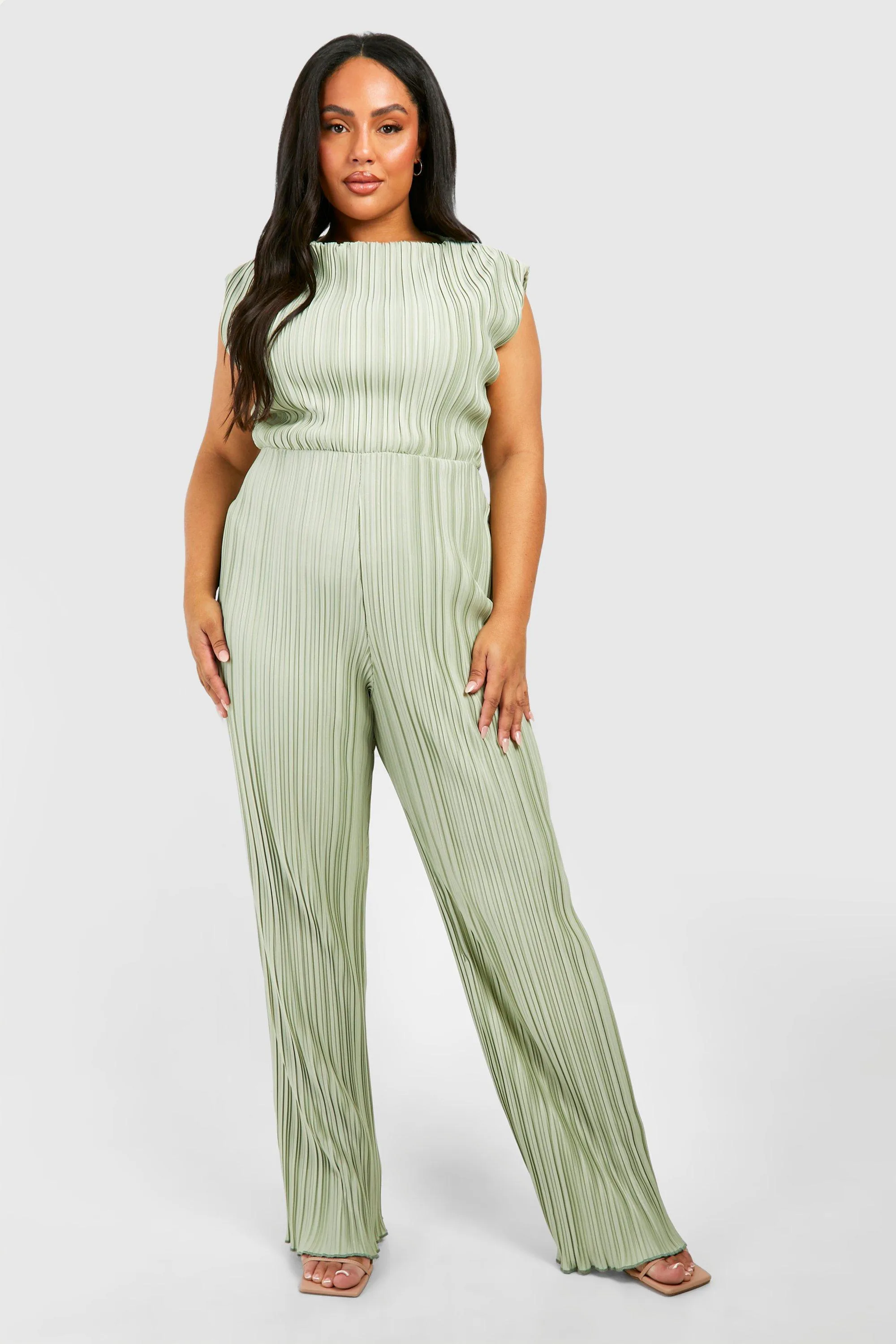 Jumpsuits | Plus Plisse Wide Leg Jumpsuit | boohoo