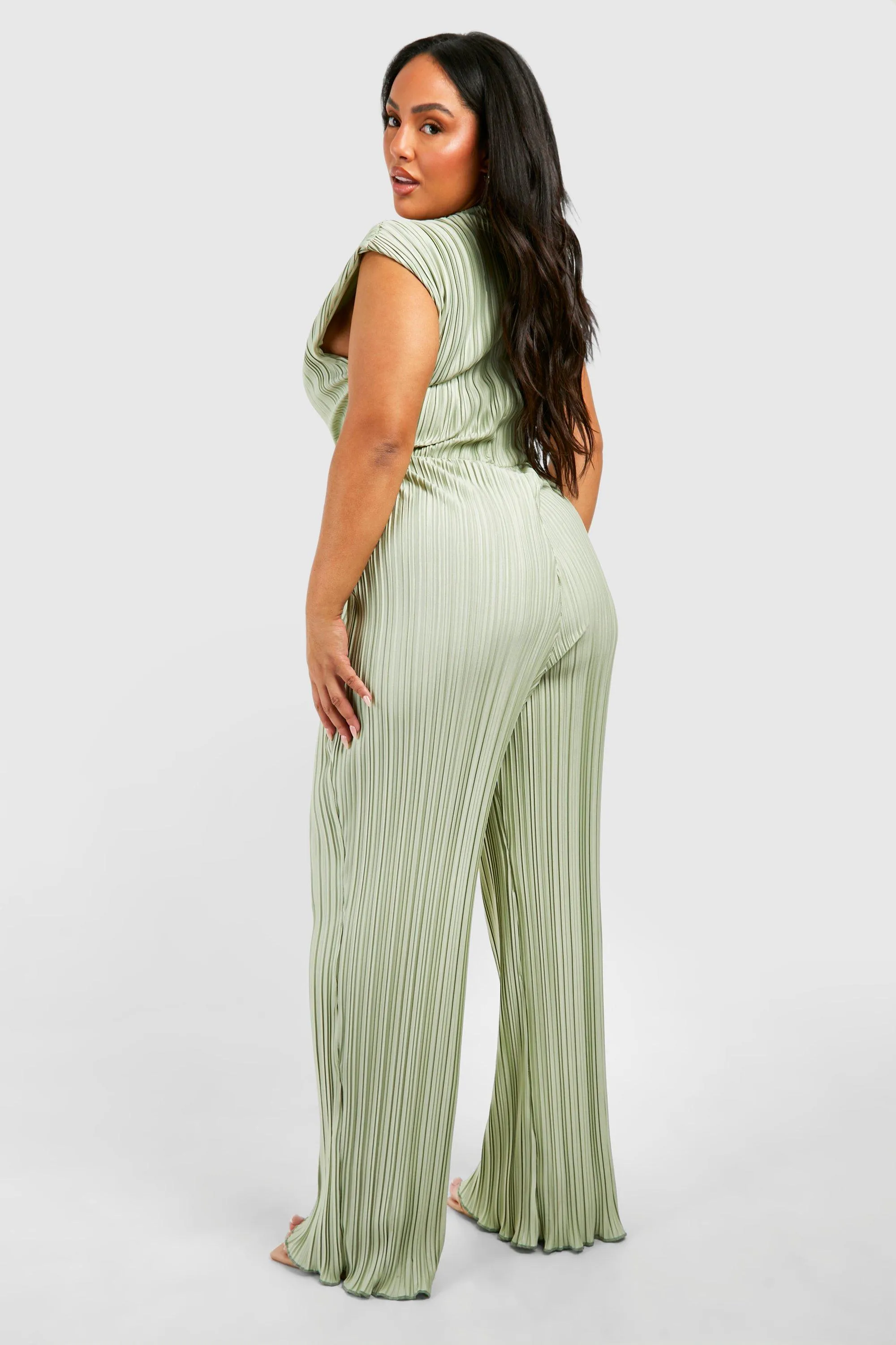 Jumpsuits | Plus Plisse Wide Leg Jumpsuit | boohoo