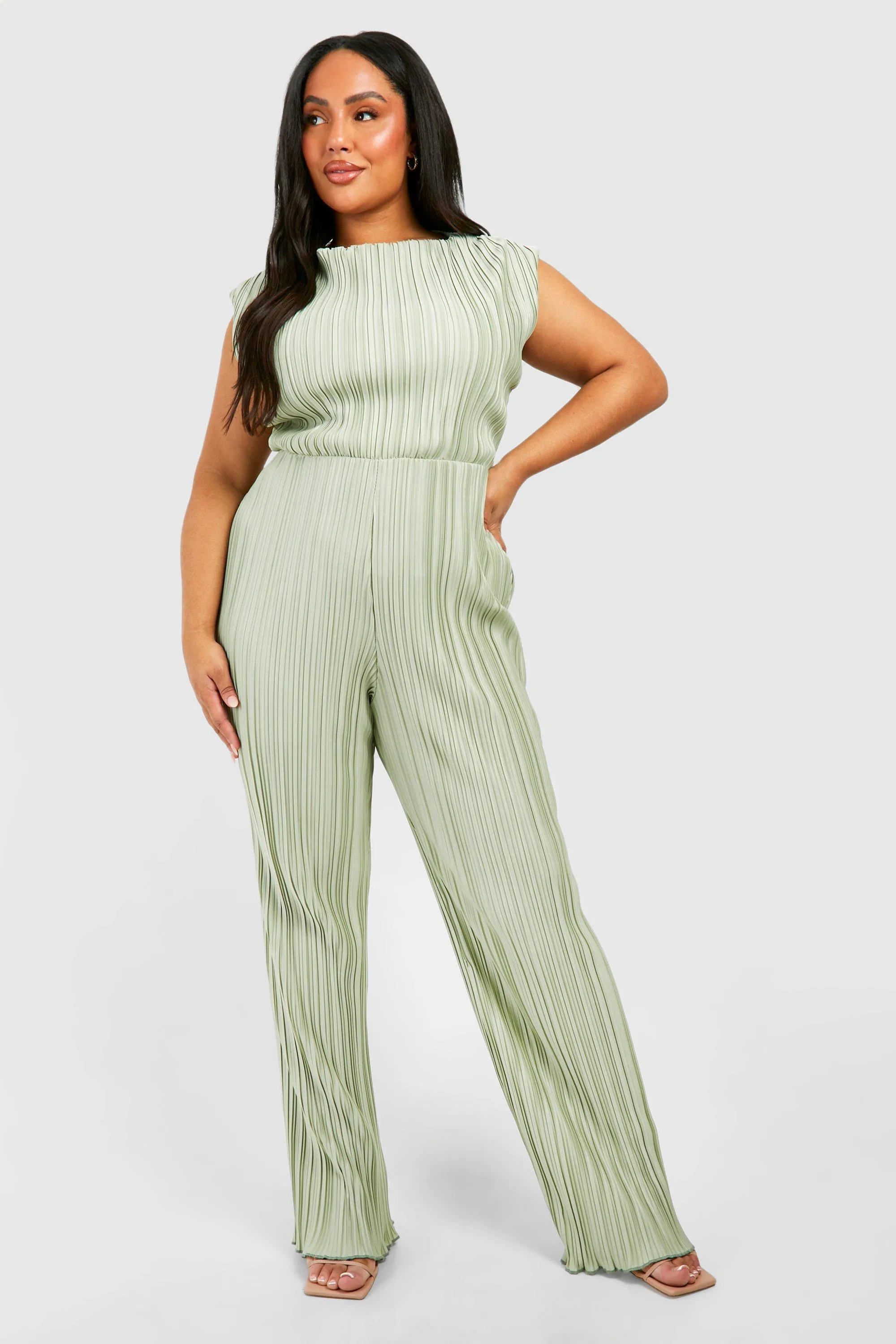 Jumpsuits | Plus Plisse Wide Leg Jumpsuit | boohoo