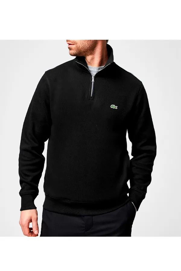 Lacoste Zip Knit Pullover Black