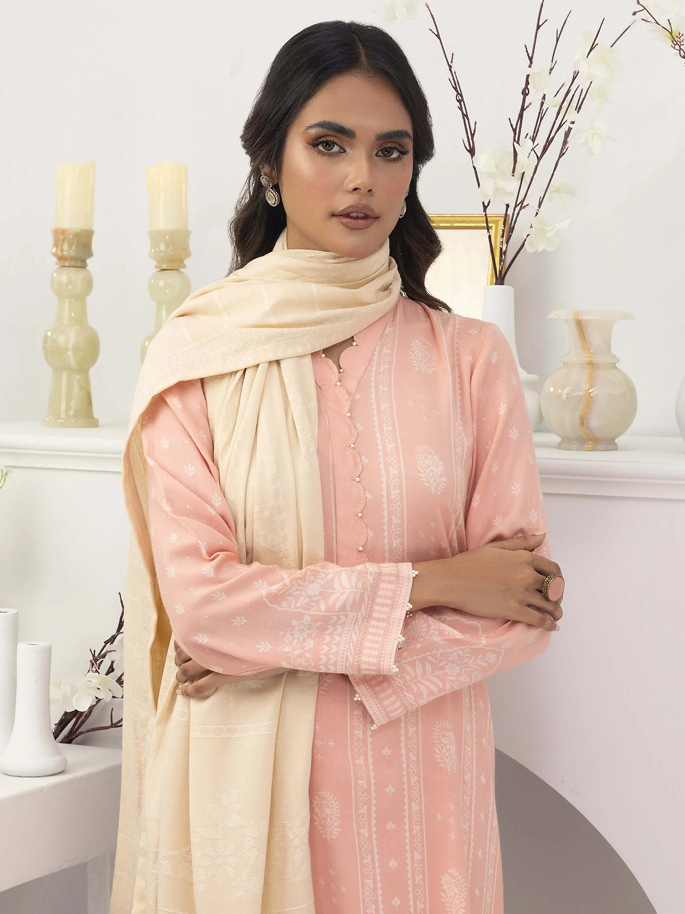 Lakhany by LSM Pashmina Printed Unstitched 3Pc Suit LG-AA-0023-A