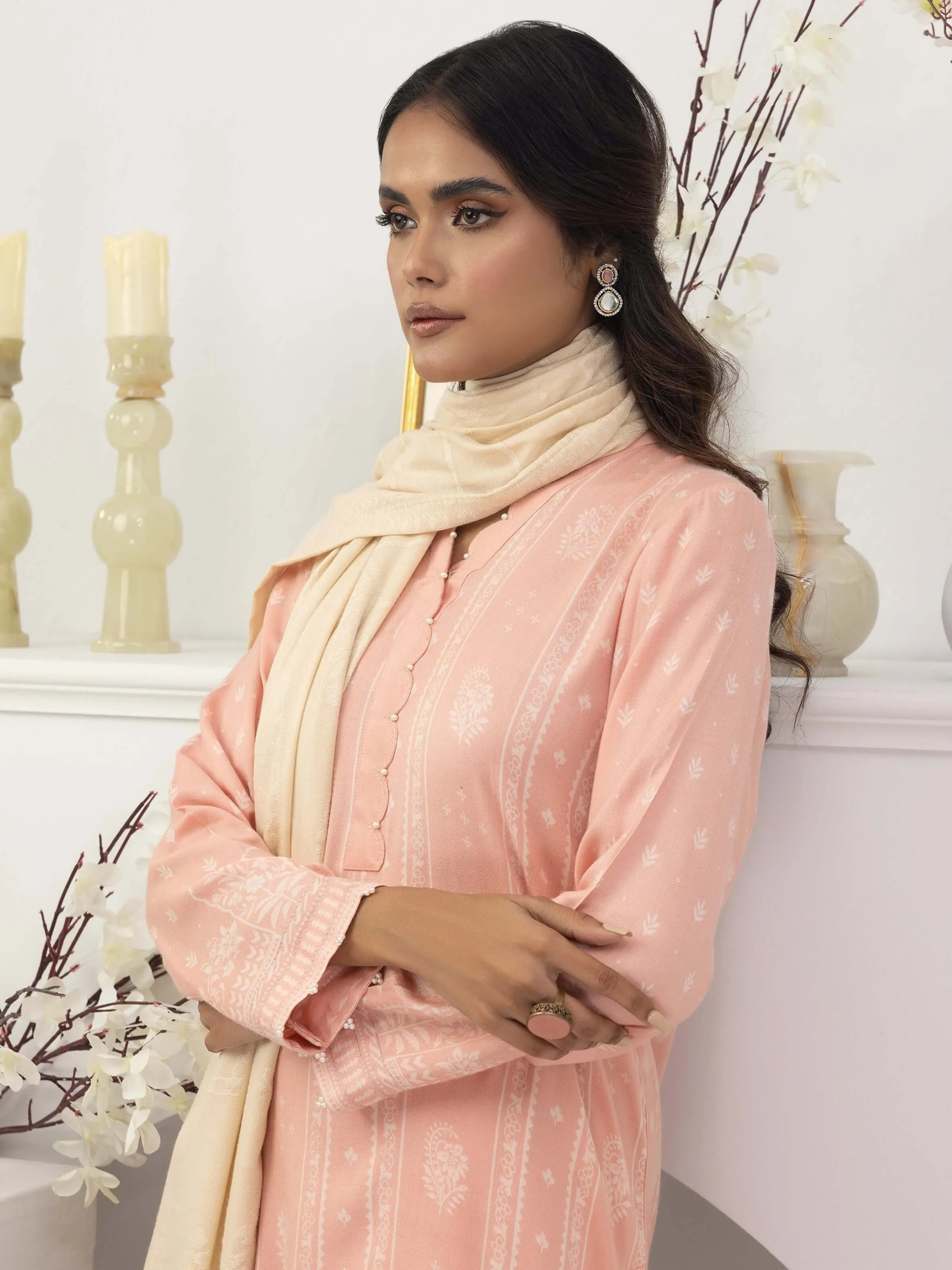 Lakhany by LSM Pashmina Printed Unstitched 3Pc Suit LG-AA-0023-A