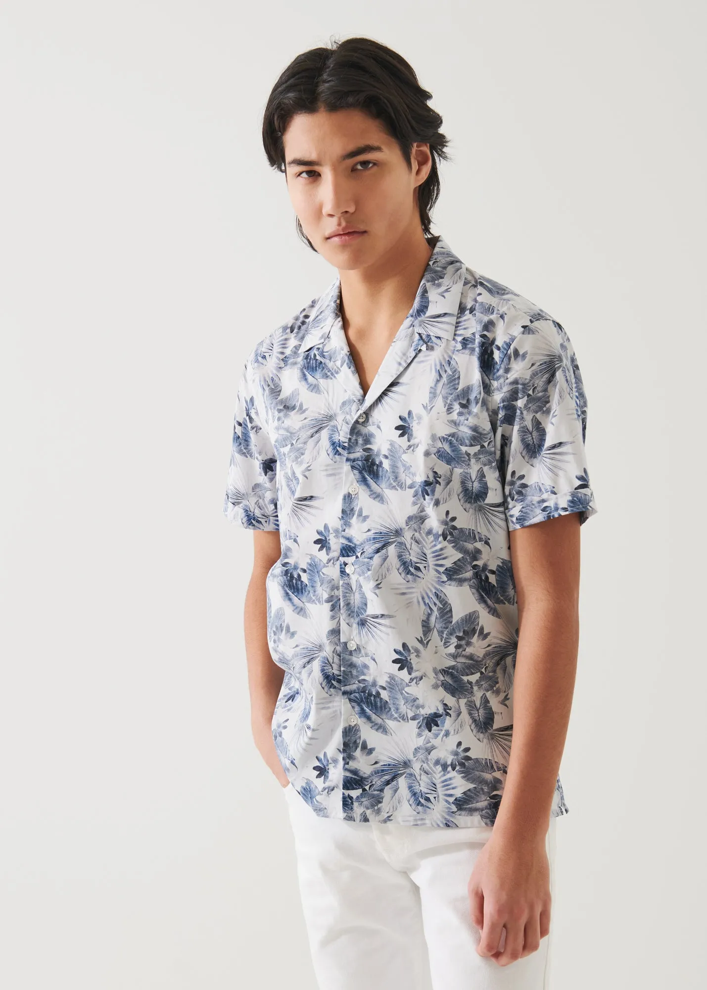 LEAF PRINT COTTON SHIRT