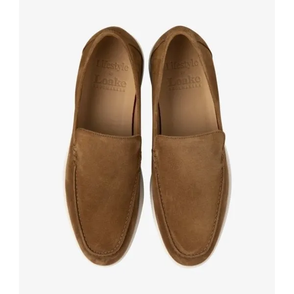 Loake Mens Tuscany Loafer in Chestnut Brown Suede