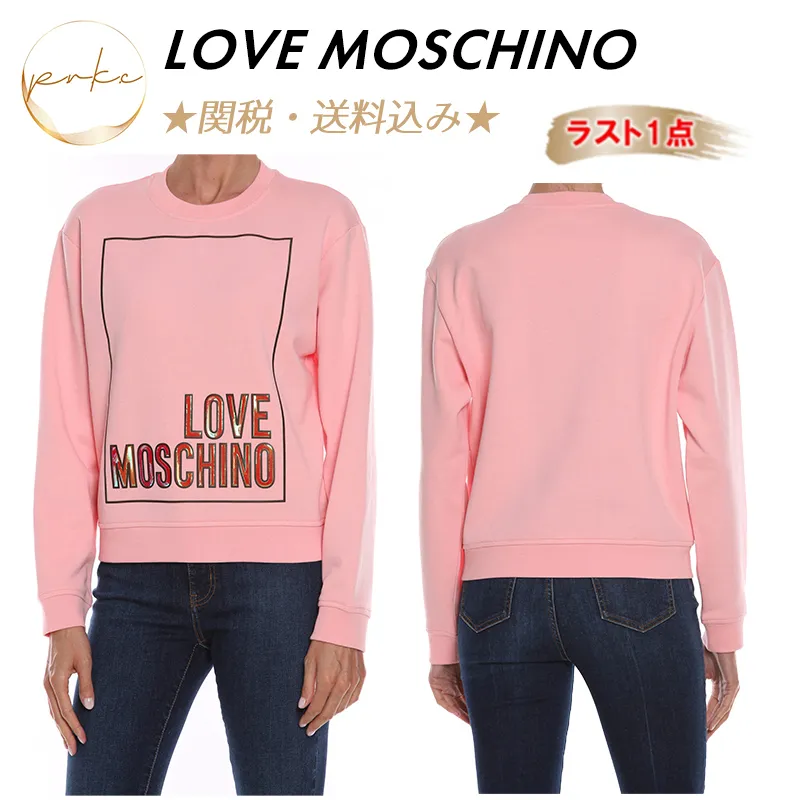 Love Moschino  |Crew Neck Cotton Logo Hoodies & Sweatshirts