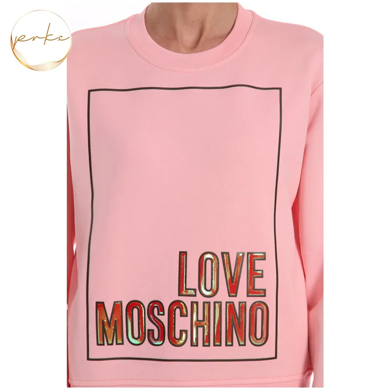 Love Moschino  |Crew Neck Cotton Logo Hoodies & Sweatshirts