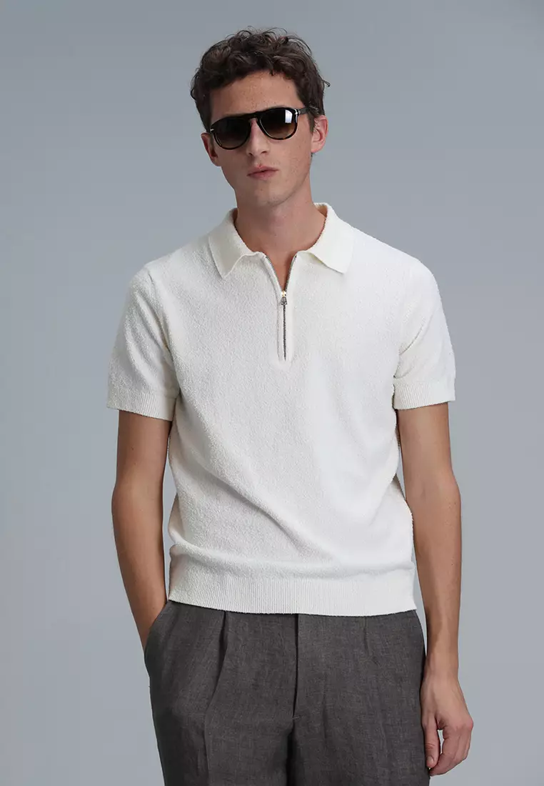 LUFIAN Textured Polo Sweater