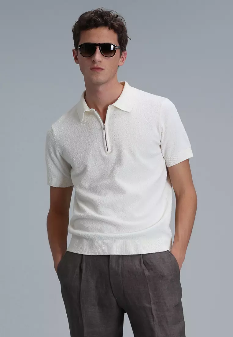 LUFIAN Textured Polo Sweater